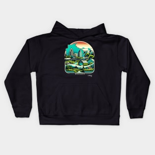 Wisconsin's Heartland Harmony: Dairylands & Skylines - American Vintage Retro style USA State Kids Hoodie